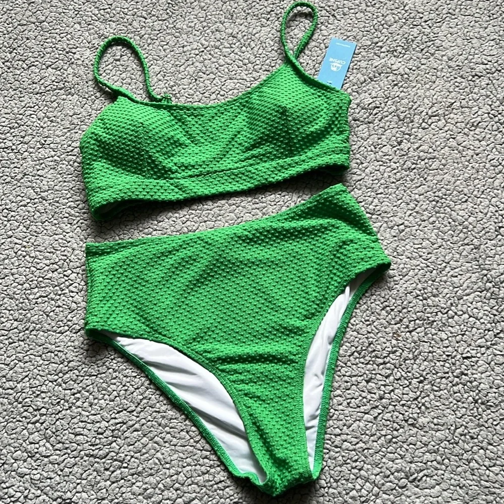 NWT Cupshe Textured Bralette & High Waist Bikini Set - Picture 4 of 5